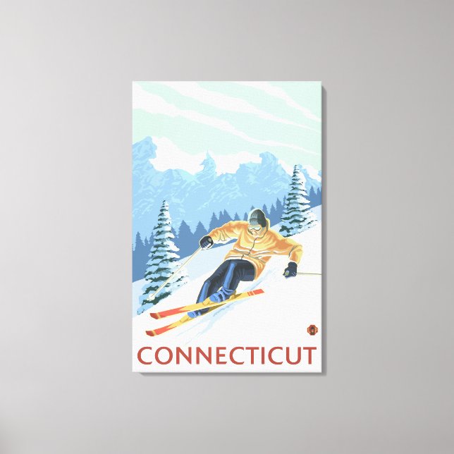 ConnecticutDownhill Skier Scene Canvastryck (Framsida)