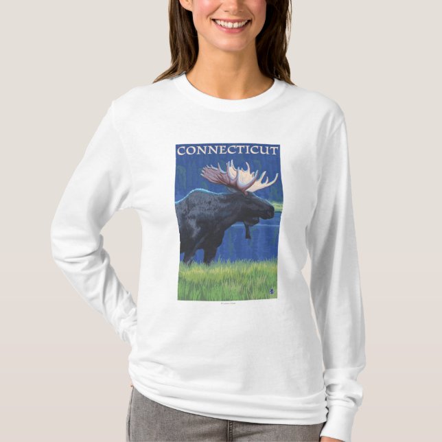 ConnecticutMoose i månsken Tee (Framsida)