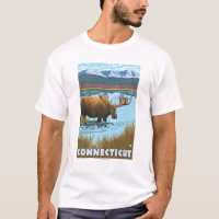ConnecticutMoose som dricker i sjön