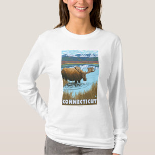 ConnecticutMoose som dricker i sjön Tröja