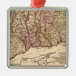 ConnecticutPanoramic MapConnecticut Julgransprydnad Metall