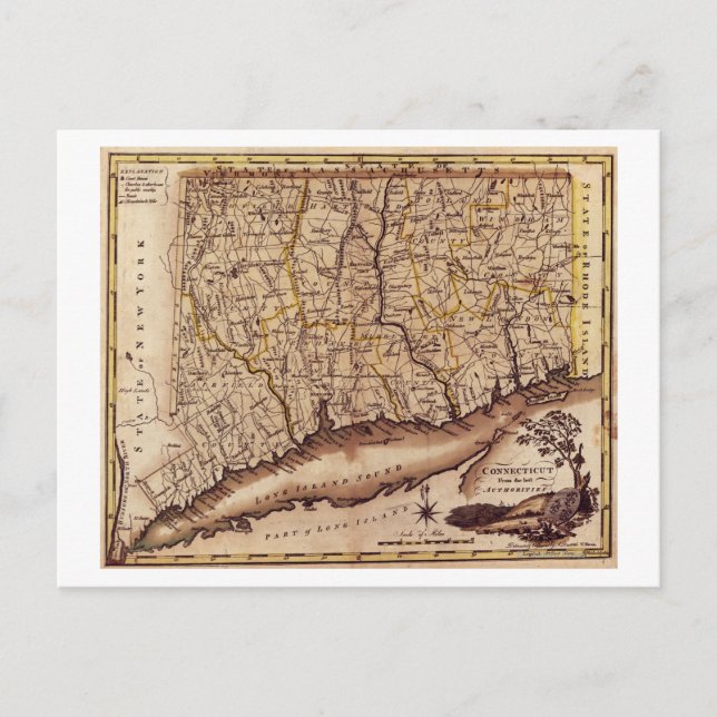 ConnecticutPanoramisk kartaAnslutning 2 Vykort (Framsida)