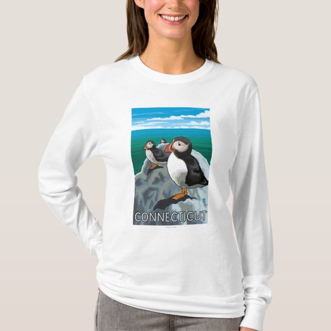 ConnecticutPuffins plats Tee (Framsida)