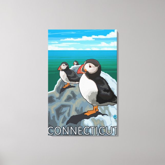 ConnecticutPuffins Scene Canvastryck (Framsida)