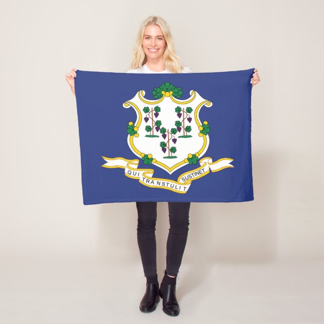 Connecticuts statsflagga fleecefilt (På plats)