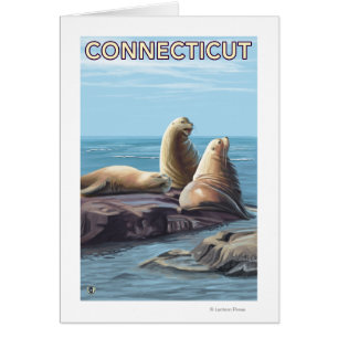 ConnecticutSea Lejon Scene Hälsningskort