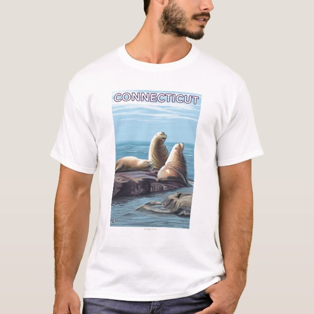 ConnecticutSea lejonplats T-shirt (Framsida)