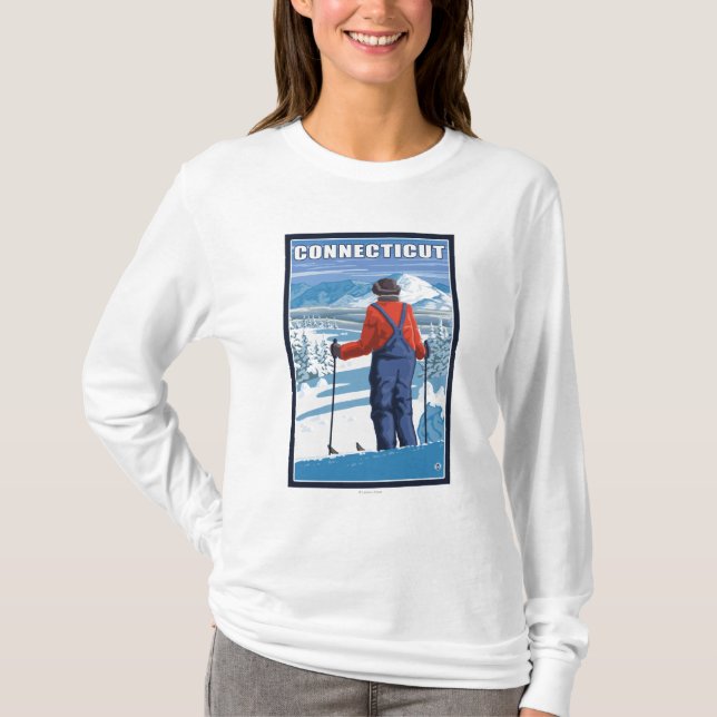 ConnecticutSkier att beundra beskådar Tee Shirt (Framsida)