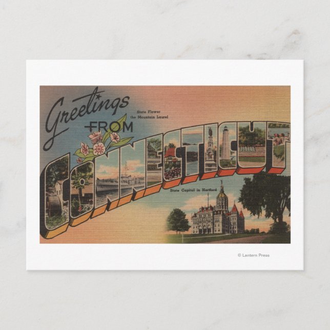 ConnecticutStora BokstavscenerConnecticut Vykort (Framsida)