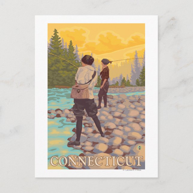 ConnecticutWomen, Flygfiske Scene Vykort (Framsida)