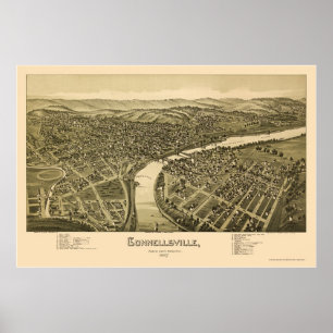 Connellsville panorama- karta för PA - 1897 Poster