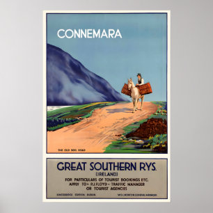 Connemara Irland Vintage Resa Affisch Tryck