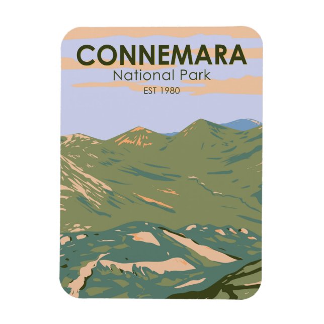 Connemara National Park Ireland Twelve Bens Travel Magnet (Vertikal)