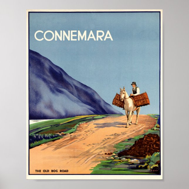 Connemara Old Bog Road, Vintage irländskt resetryc Poster (Framsidan)