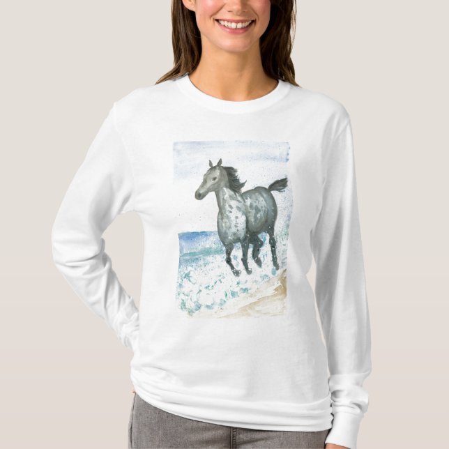 Connemara Pony Dam Långlivad T-shirt (Framsida)