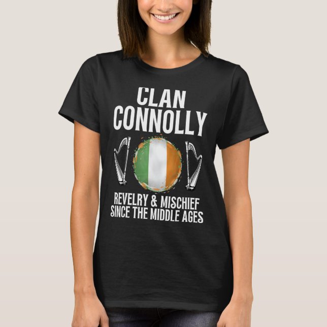 Connolly Surname Irish Family Namn Heraldic Celtic T Shirt (Framsida)