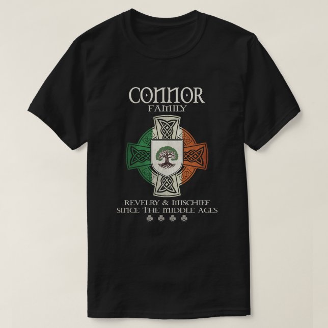 Connor Family Ireland-efternamnet irish flagga sch T Shirt (Design framsida)