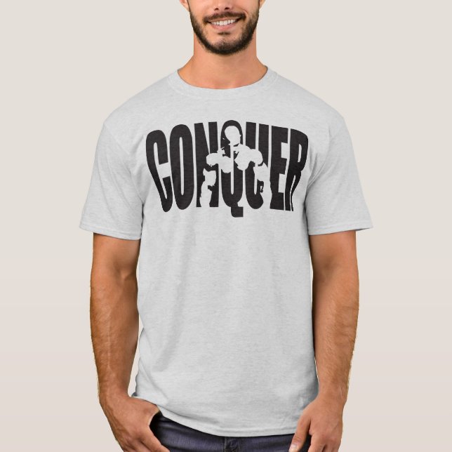 CONQUER - Bodybuilding Motivation T-shirt (Framsida)