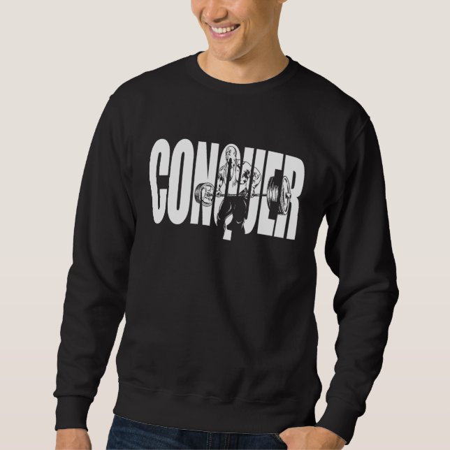 Conquer, Hiss, Ronnie Coleman, Bodybuilding Gym Mo Lång Ärmad Tröja (Framsida)
