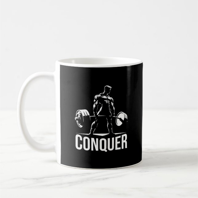 CONQUER - Motivational Gym, Workout Fitness Anime Kaffemugg (Vänster)