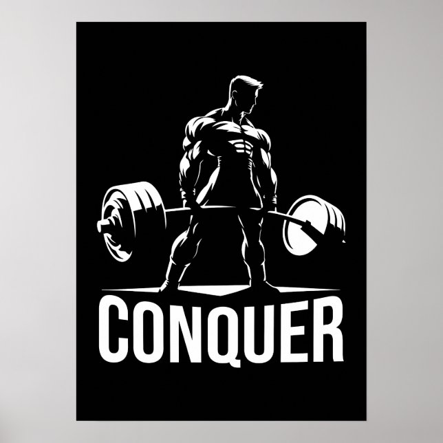 CONQUER - Motivational Gym, Workout Fitness Anime Poster (Framsidan)