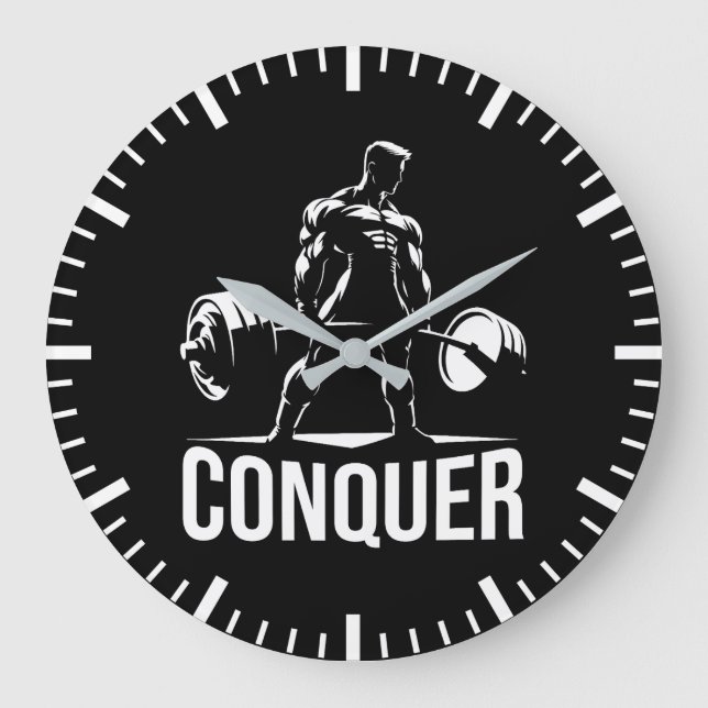 CONQUER - Motivational Gym, Workout Fitness Anime Stor Klocka (Framsida)