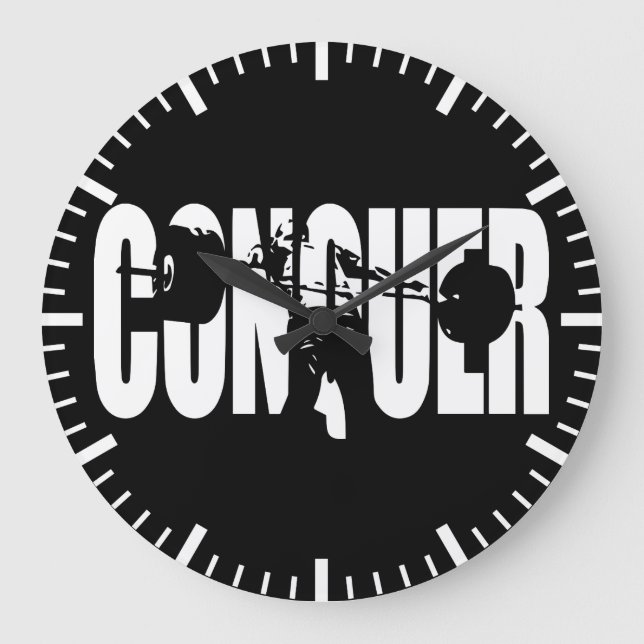 CONQUER - Olympic Weightlift - Gym Motivational Stor Klocka (Framsida)