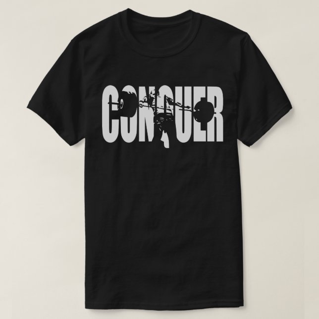 CONQUER - Olympic Weightlift - Gym Motivational T-shirt (Design framsida)