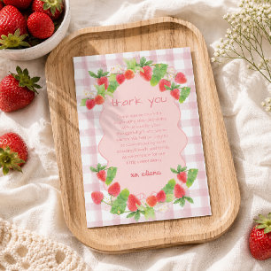 Conquette bär Jordgubbe Blommig Flickas Babyshower Tack Kort