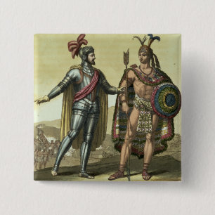 Conquistador med en indianchef (färg knapp