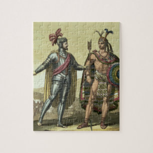 Conquistador med en indianchef (färg pussel