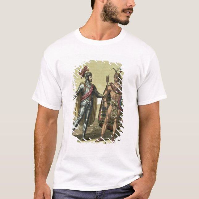 Conquistador med en indianchef (färg t-shirt (Framsida)