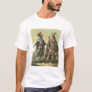 Conquistador med en indianchef (färg tee shirt