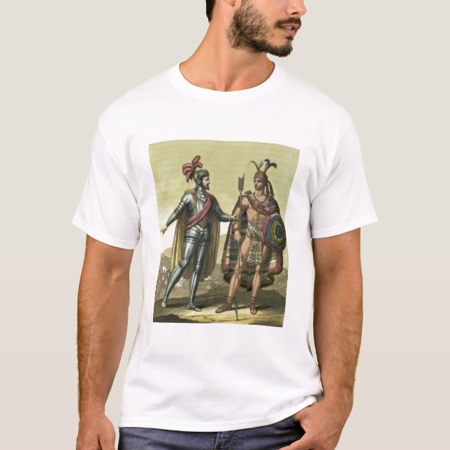 Conquistador med en indianchef (färg tee shirt (Framsida)