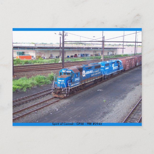 Conracs anda - GP38 - PRR #2943 in Blue Paint Vykort (Framsida)