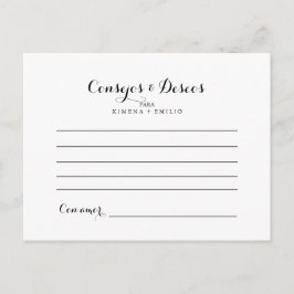 Consejos y Deseos Modernos Bröllop Advice Card Vykort
