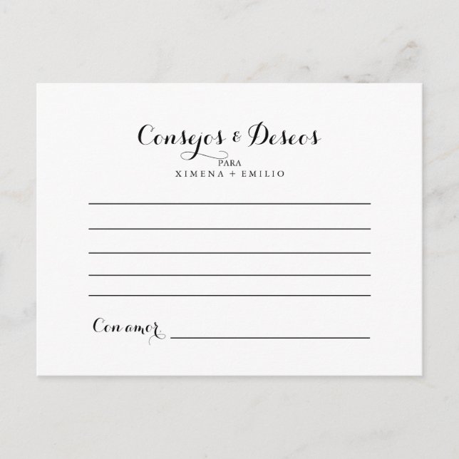 Consejos y Deseos Modernos Bröllop Advice Card Vykort (Framsida)