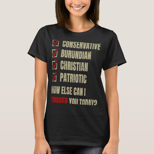 Conservative Burundian Christian Patriotic T Shirt (Framsida)