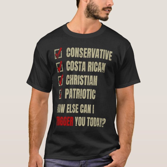 Conservative Costa Rican Christian Patriotic T Shirt (Framsida)