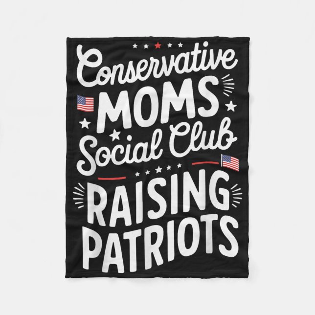 Conservative Moms Social Club Raising Patriots  Fleecefilt (Framsidan)