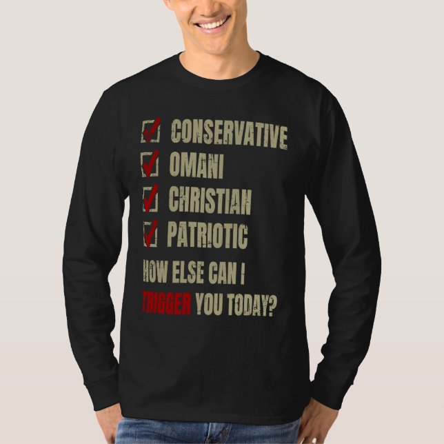 Conservative Omani Christian Patriotic T Shirt (Framsida)