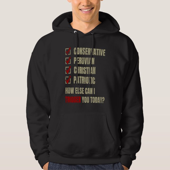 Conservative Peruvian Christian Patriotic Hoodie (Framsida)