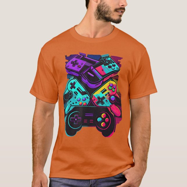 Console Control Classic Black Gaming boy T Shirt (Framsida)