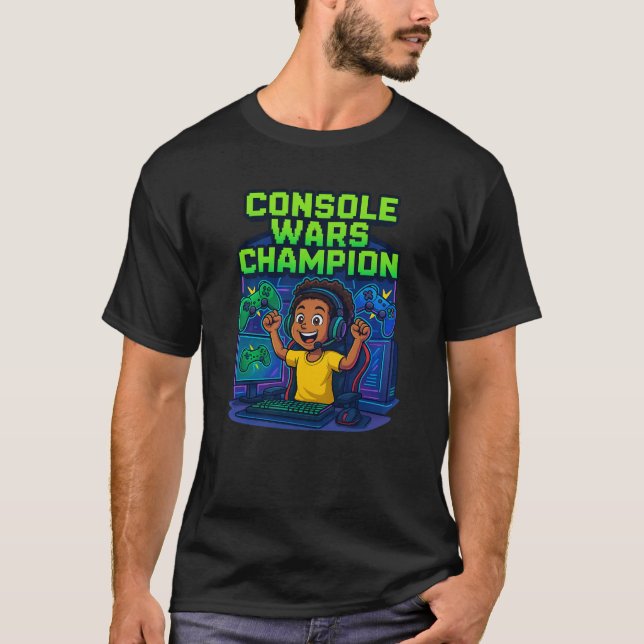“Console Wars Champion – Gamer T-Shirt” T Shirt (Framsida)