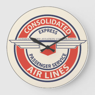 Consolidated Airlines Logotyp Clocks (LRG eller SM Stor Klocka