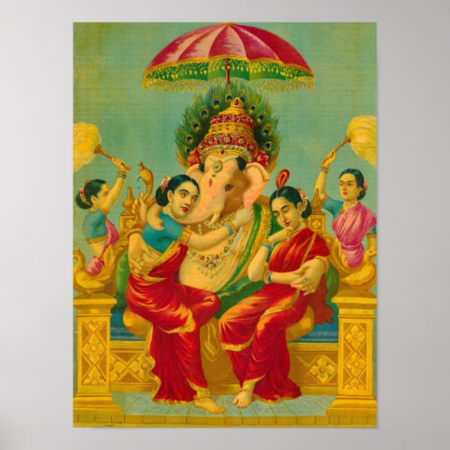 Consorts of Ganesha by Raja Ravi Varma Poster (Framsidan)