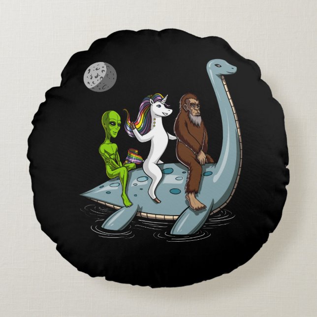 Conspiracy Bigfoot Loch Ness Monster Vatten Ski Rund Kudde (Framsidan)
