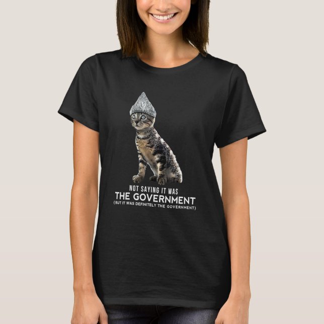 Conspiracy Cat Tin Foil Hat Governmen Men T Shirt (Framsida)