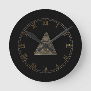 Conspiracy Illuminati Pyramid Öga Rund Klocka