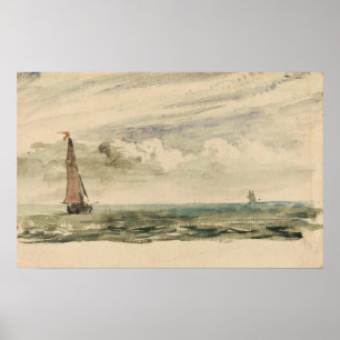 Constable - Ett marint landskap med två segelbåtar Poster